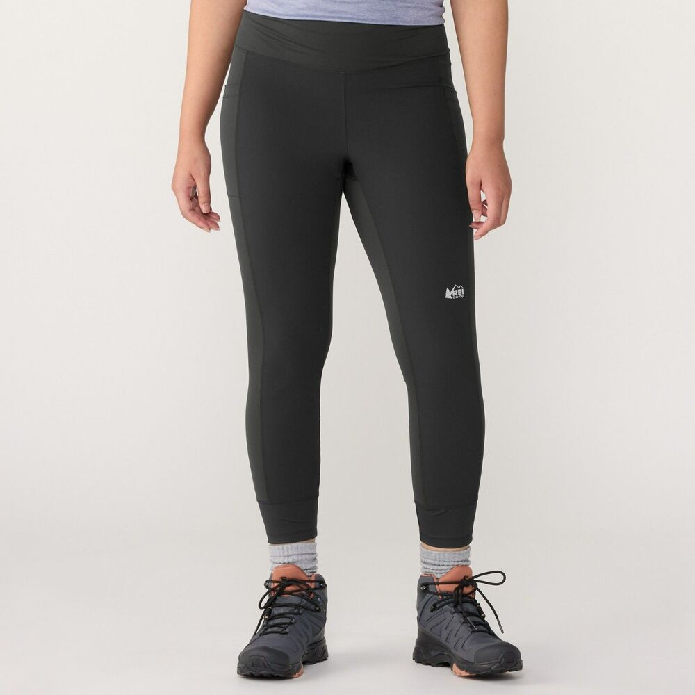 NWOT REI Trailmade Legging Tights Black UPF 50+ Water Resist Deep Pockets Medium